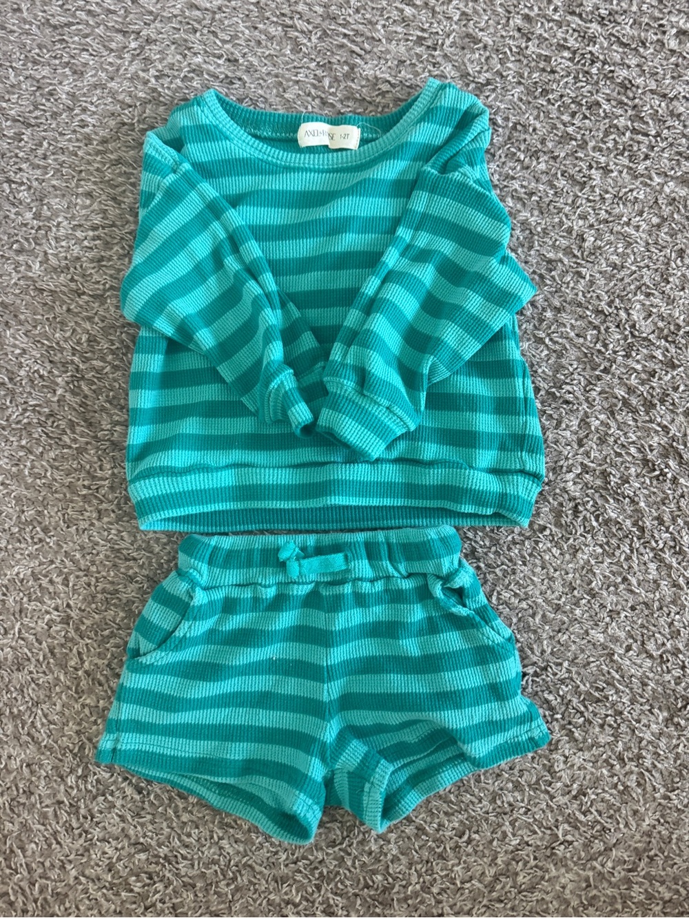 aden + anais Teal Striped Kids Pajama Top & Shorts Set
